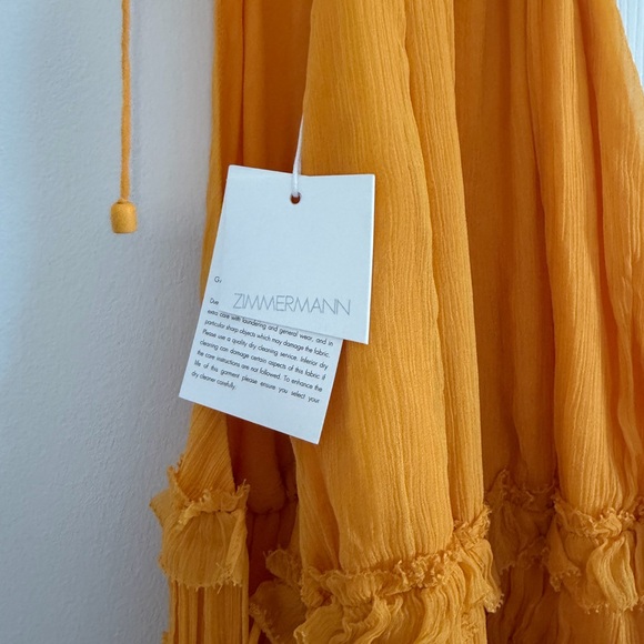 NWT Zimmermann Mae Ruffled Tiered Halter Neck Silk Chiffon Midi Dress XS - Picture 6 of 8